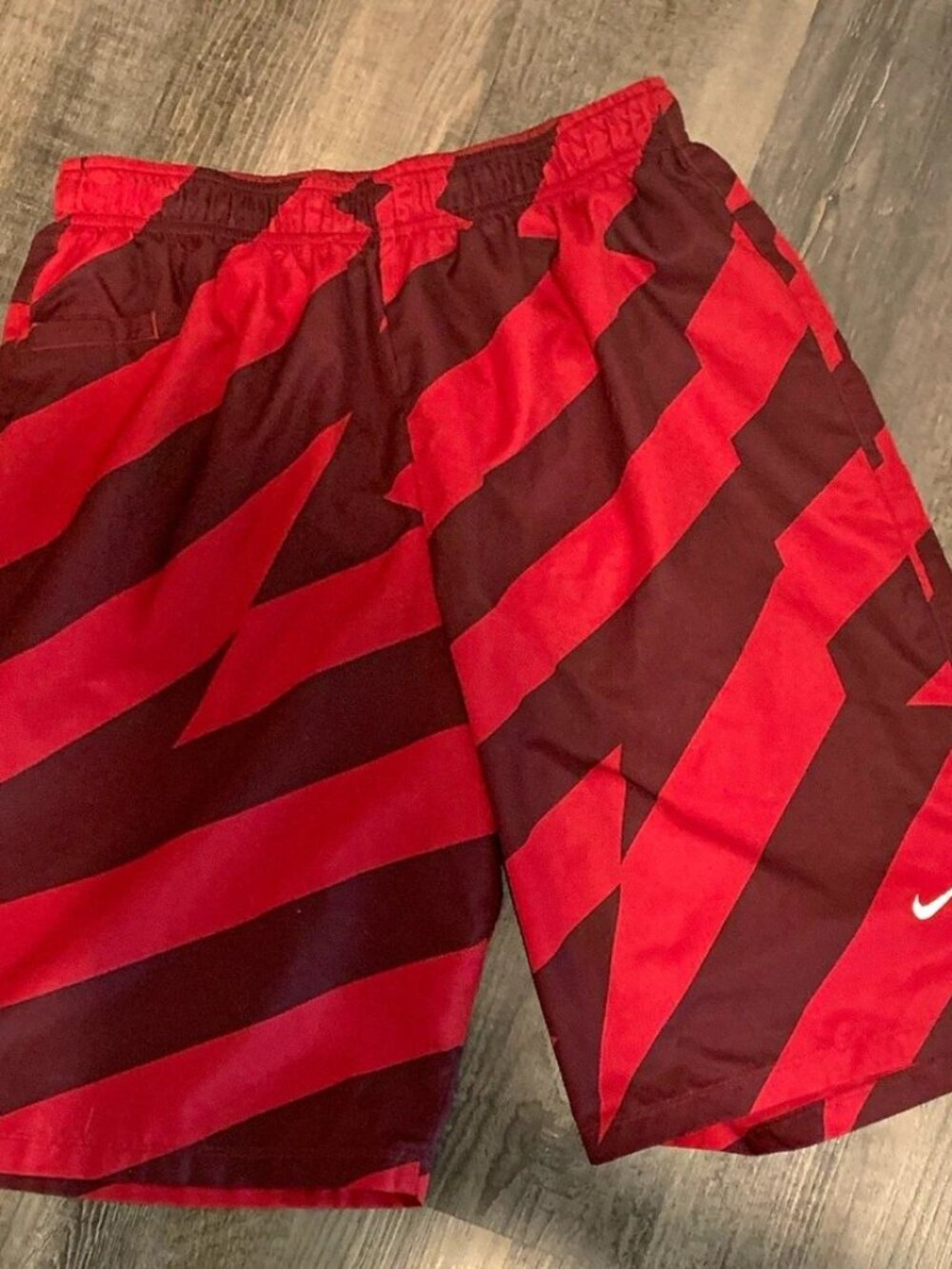 Nike Dri-FIT Men's Athletic Running Shorts Geometric Red/Burgundy Size L